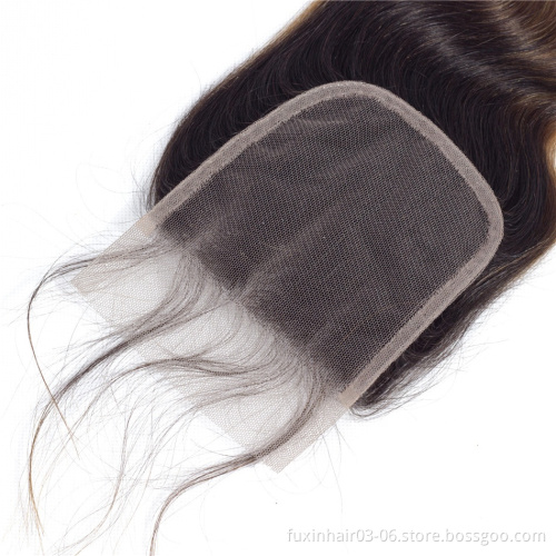 China Suppliers Mink Brazilian Virgin Hairs Three Part 1B 27 Ombre Hair Extensions With Closure
